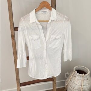 James Perse White Button-Up Women's Top